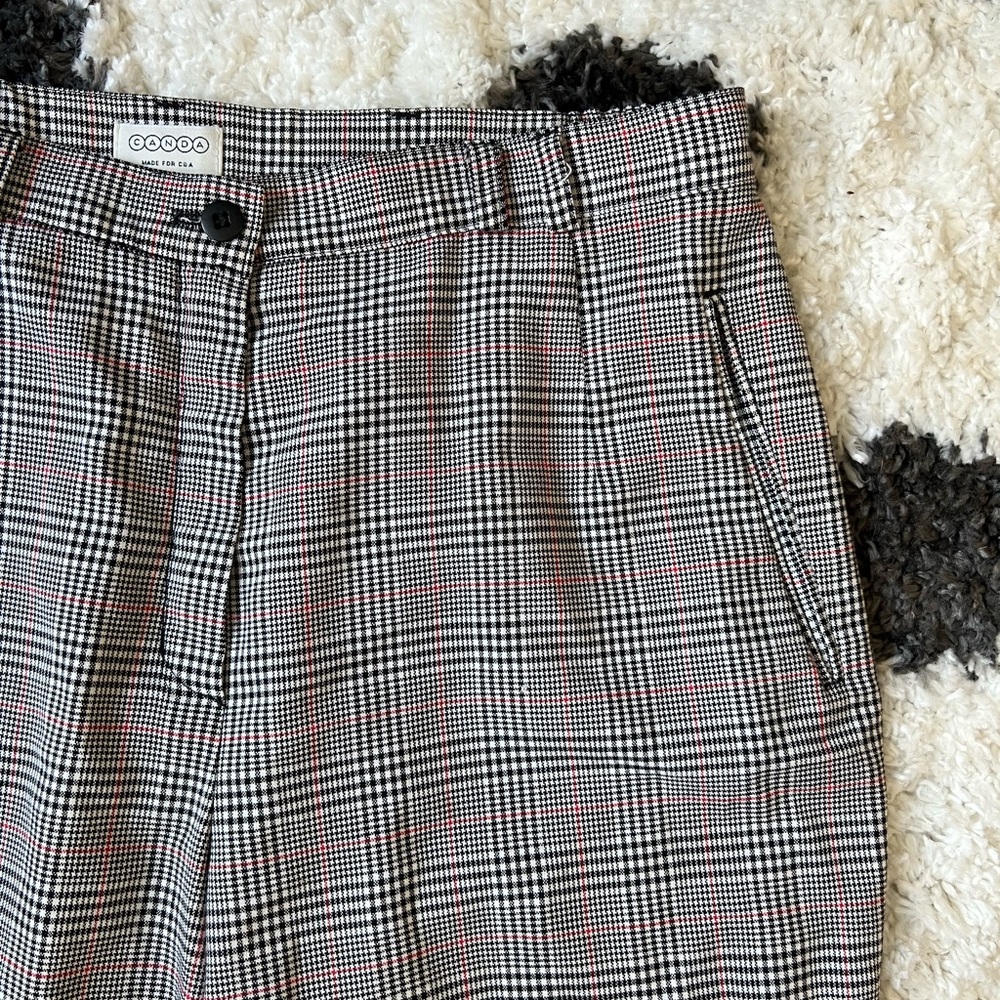 Black, Red, and White Checkered Pants